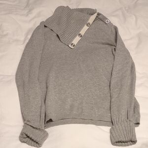 Banana Republic Gray Cowl Neck Sweater with Button Accents